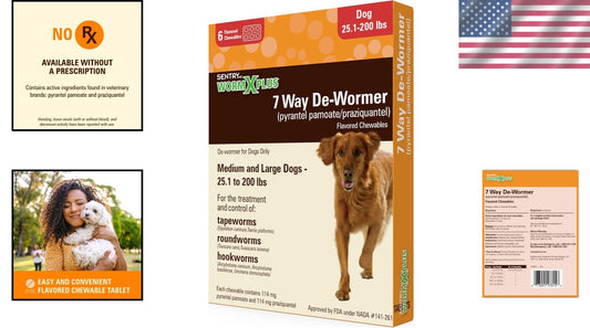 All Life Stages SENTRY 7 Way Dewormer for Large Dogs - Easy Chewable Tablets