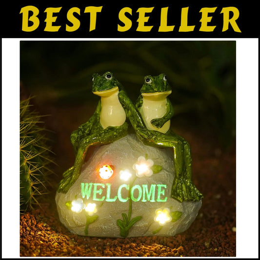 Charming Solar-Powered Frog Statue with Ambiance LED Lighting - Garden Gift