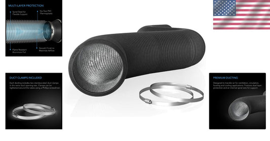 Durable 8-Inch Flexible Ducting - 25ft Heavy-Duty Aluminum Ventilation Solution