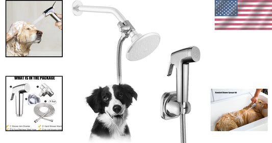 Premium Pet Shower Kit - 8ft Flex Hose & High-Pressure Spray for Easy Grooming