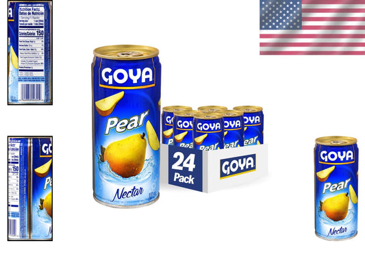 Pack of 24 Natural Pear Nectar - Refreshing Tropical Drink, 9.6 Fl Oz Each