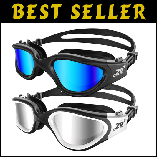 Durable Silicone & Polycarbonate Swim Goggles - 2 Pack with Clear Vision Lenses