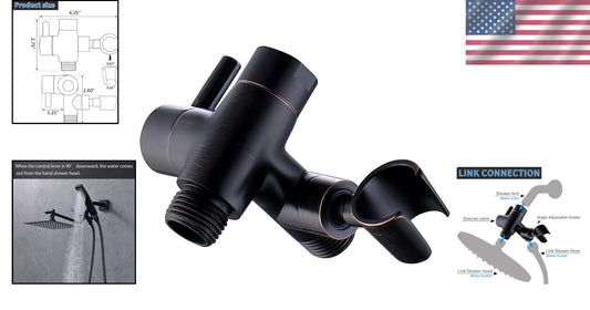 Elegant Oil Rubbed Bronze 3-Way Shower Arm Diverter with Solid Metal Holder