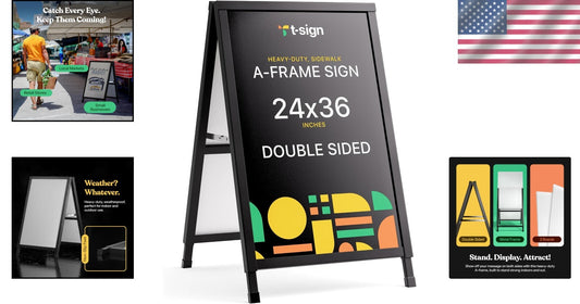 Weatherproof A-Frame Sandwich Board with 2 Corrugated Plastic Posters Included