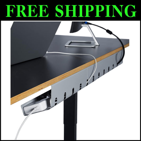 Sturdy Silver Cable Management Trays with 10 Ties - Set of 3 for Home Office