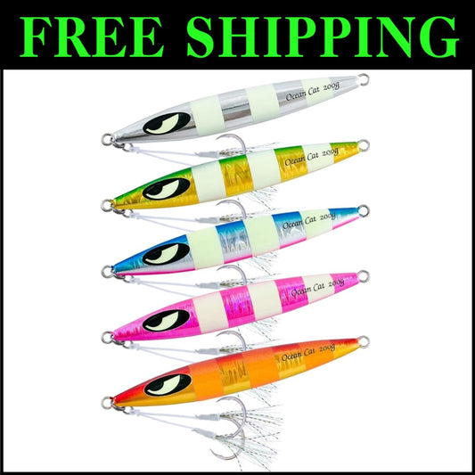 Compact Fishing Lures - 5 Vibrant Colors with Flat Hooks for All Skill Levels
