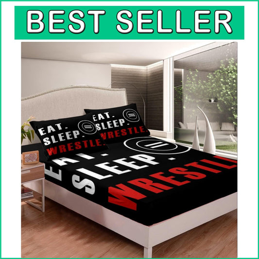 Full Sports-Themed Fitted Bed Sheet Set with Deep Pockets & 2 Pillowcases
