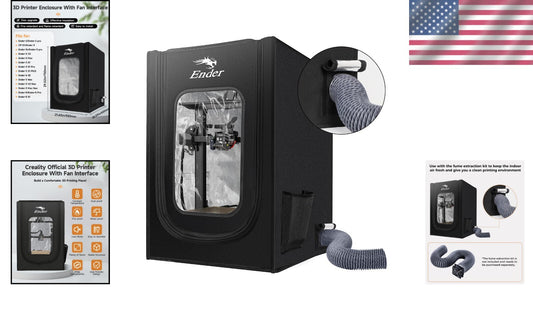 Noise-Reducing 3D Printer Dust Cover with Flame Resistance & Exhaust Interface