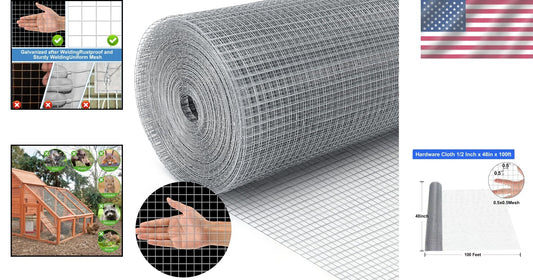48” x 100’ Heavy Galvanized Wire Cloth for Poultry Netting & Garden Defense