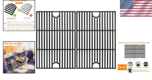 Durable 17-Inch Cast Iron Grill Grates - Perfect for Nexgrill and Kenmore Grills