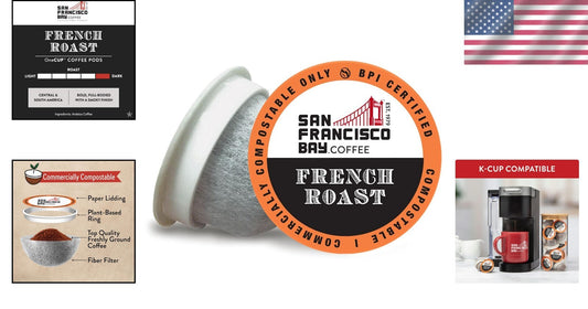 80 Ct Compostable French Roast Coffee Pods - Compatible with Keurig 2.0 Brewers