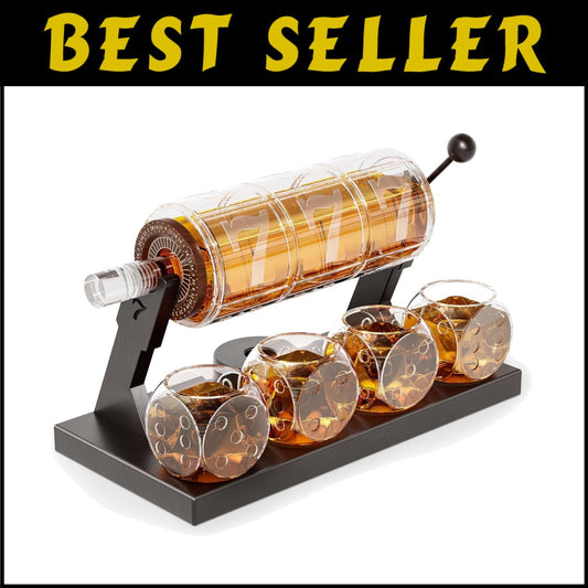 50.7oz Glass Whiskey Decanter Set with Vintage Dice Glasses - Perfect for Him