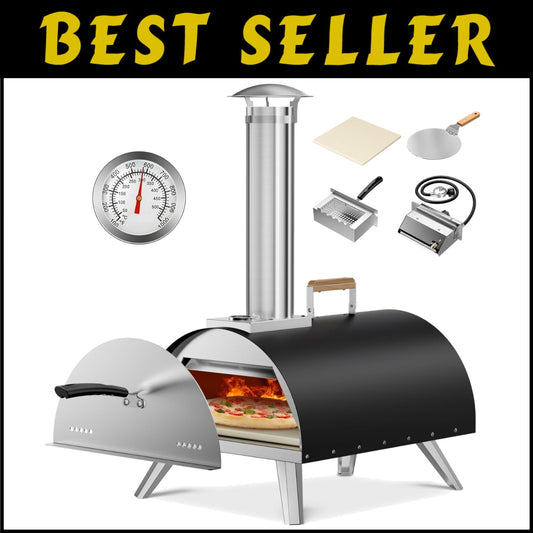 Quick-Cook Portable Pizza Oven - Wood & Gas Fired for Perfect Pizzas Every Time