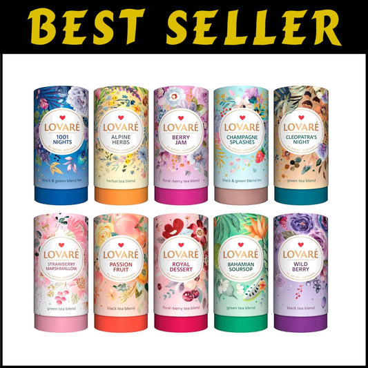 Assorted Loose Leaf Tea Set 80g - 10 Unique Flavors in Gift Box - Ukrainian Made