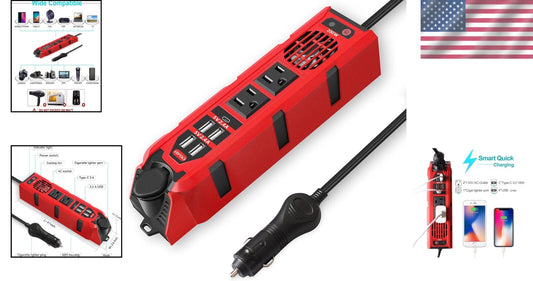 200W Car Inverter with Dual AC Sockets & Type C Port - Ultimate Power Solution