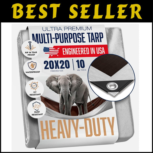 Versatile 20x20 Tarp - 10 Mil Thick, UV Resistant, Ideal for Camping & Boating