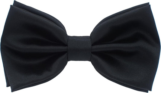 Classic Black Silk Bow Tie - Perfect Pre-Tied Elegance for Weddings & Events