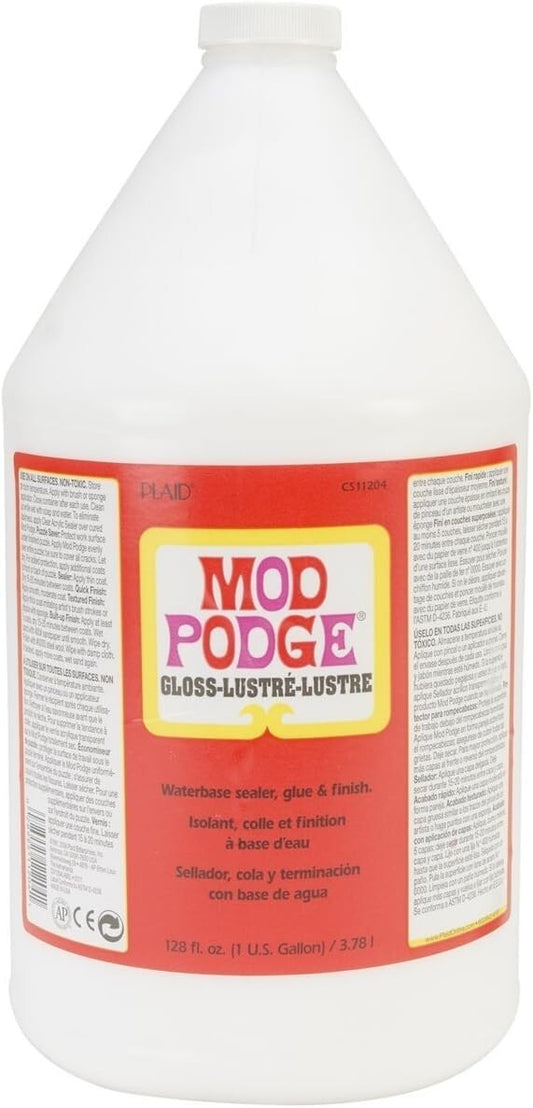 128 oz Non-Toxic Waterbase Sealer & Glue with Quick Drying Clear Gloss Finish