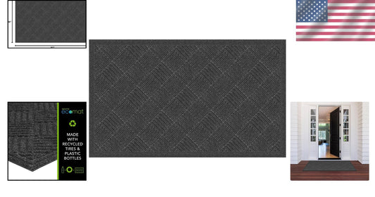 Stylish 3x5 Charcoal Doormat with Needle Punched Weave - Ideal for Entryways