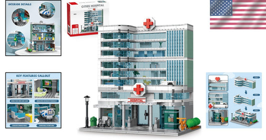 Illuminated Modular Hospital Building Kit - 10.23x6.88x11.22 Inches, 3.83 Lbs