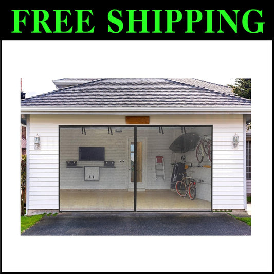 10x7FT Durable Magnetic Garage Screen Door - Fiberglass & Pet-Friendly Access
