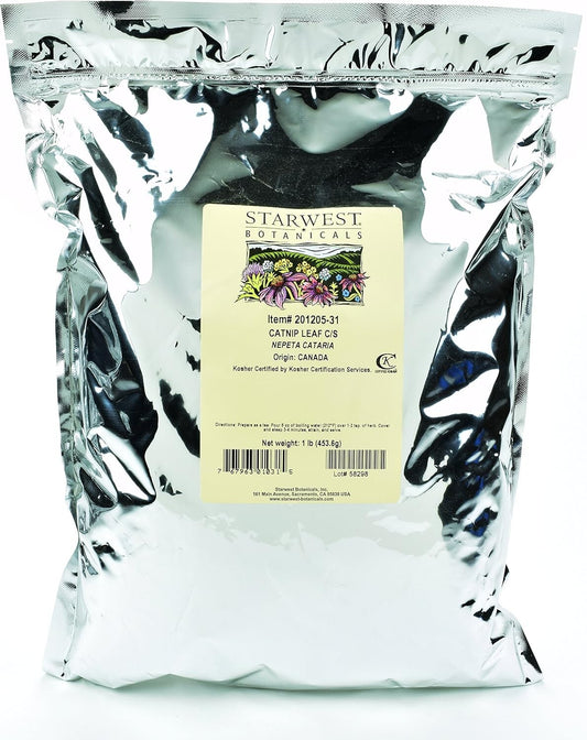 Nepeta Cataria 1 lb Resealable Catnip Leaf - Guaranteed Satisfaction for Cats