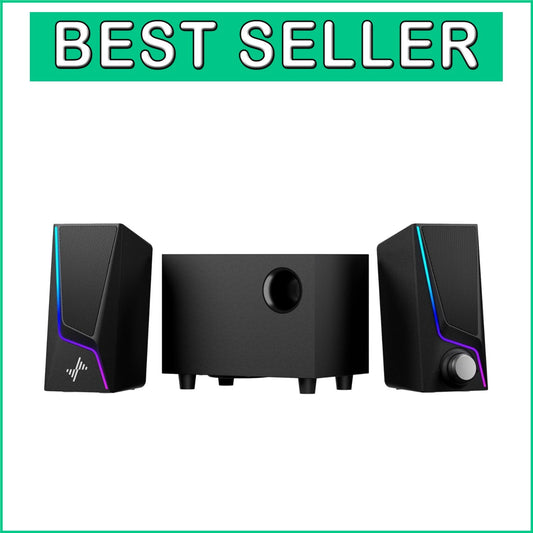 Dynamic 28W 2.1 Channel Speakers with Subwoofer & Touch Lighting Control