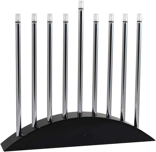 Modern Chanukah Menorah - Black & Silver LED Design with Multi-Power Options