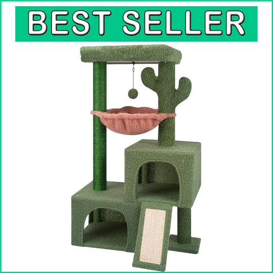 37.4-Inch Multi-Level Cat Tower with Twin Condos & Jute Scratching Posts