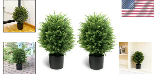 Decorative 19.7” Topiary Ball Tree Set - Weighted Pots & UV Protection Included