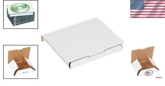 50 White CD Mailers - Efficient Packaging for Jewel Cases, No Tape Required