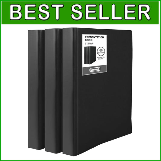 Black 60-Pocket Document Organizer - 8.5x11 Portfolio with Customizable Cover