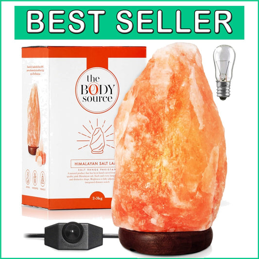 10-12 Inch Himalayan Salt Lamp with Dimmable Switch & Wooden Base - Nightlight