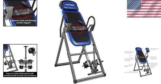 Advanced Black and Blue Inversion Table with Massage & Adjustable Lumbar Support