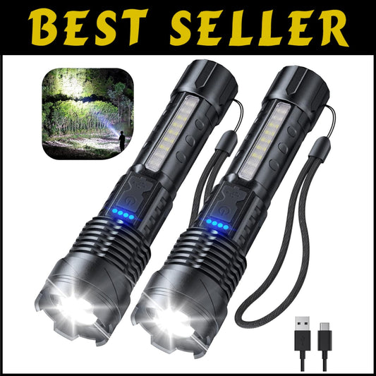 High Performance Rechargeable LED Flashlight Set - Perfect for Camping & Hiking