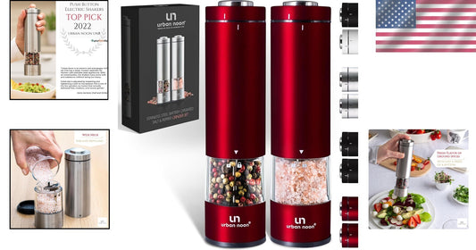 Chic Salt and Pepper Grinder Set with LED & Ceramic Core - Perfect Kitchen Gift!