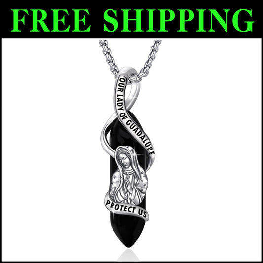 925 Sterling Silver Our Lady of Guadalupe Pendant Necklace for Faith and Prot...