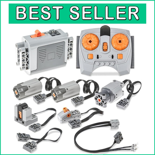 Versatile 9-in-1 Technic Motor Set with Remote, IR Receiver, And Battery Box