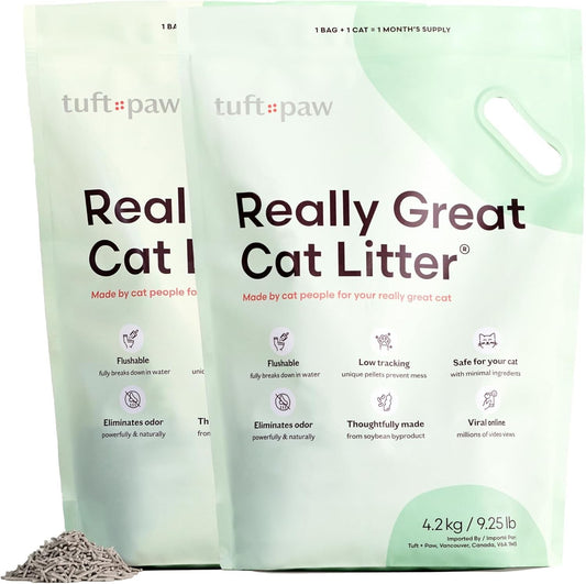 Really Great Cat Litter - 2 Bags, 9.25 lbs Each, Eco-Friendly, Dust-Free Formula