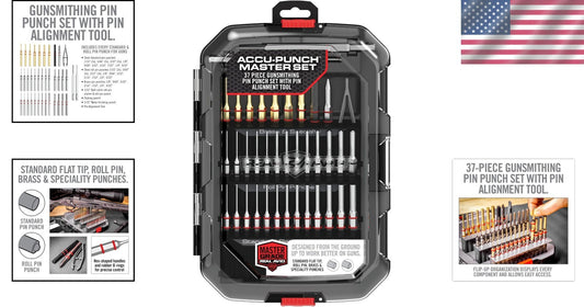 37-Piece Gunsmith Punch Set: Complete Tool Kit with Flat Tip and Brass Punches