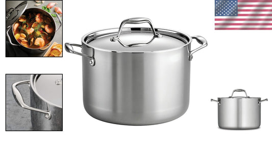 Durable 8-Quart Tri-Ply Stock Pot - Versatile for All Cooktops & Easy Cleanup