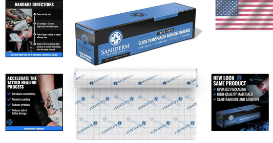 Extra Large Tattoo Aftercare Bandage Roll, 10.2in x 8yd - Waterproof & Sterile