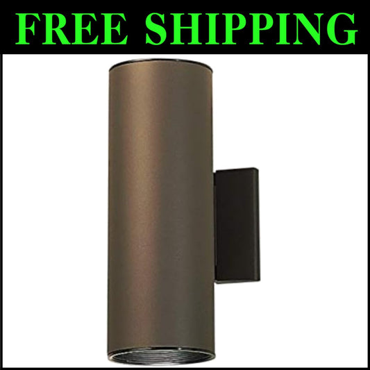 Stylish 12" Outdoor Cylinder Wall Sconce - Up/Down Light in Bronze Finish
