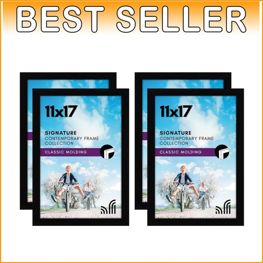Gallery Style Black Picture Frames 11x17 with Durable Engineered Wood - 4 Pack