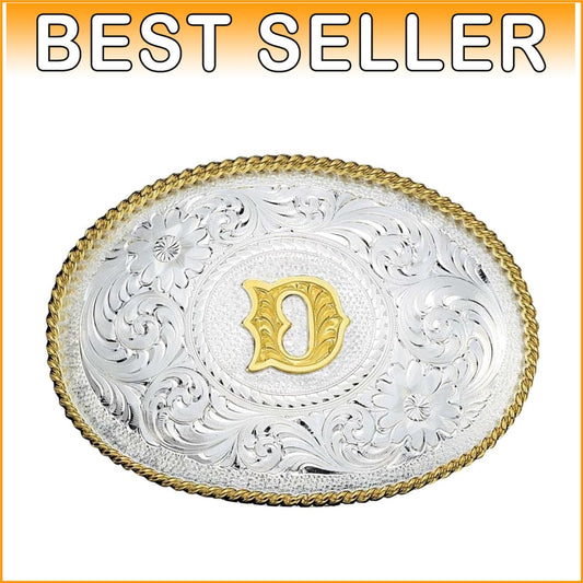 2.75" x 3.75" Silver and Gold Trim Belt Buckle - Stylish Western Essential