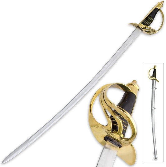 40-Inch Leather-Wrapped Cavalry Sabre with Brass Accents - Civil War Collectible