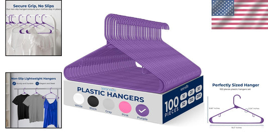 Ultra-Thin Non-Slip Plastic Hangers - 100 Pack for Efficient Closet Organization