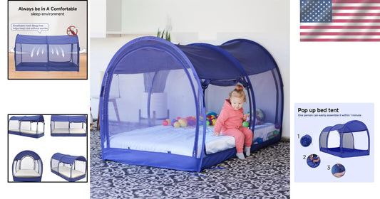 Breathable Mesh Indoor Bed Tent with 4 Doors for Ultimate Privacy - Full Size