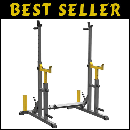 Heavy-Duty Adjustable Squat Rack: Portable Multi-Function Barbell Weight Lifter
