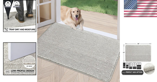 32"x40" Low-Profile Indoor Doormat - Durable Absorbent Grey with Non-Slip Mat